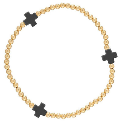 ENewton Colored Signature Cross Pattern 3mm Gold Bead Bracelet