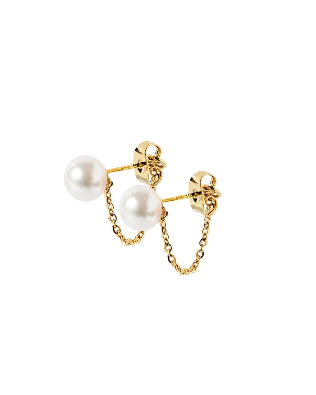 Tessa Pearl Stud and Gold Chain Earring
