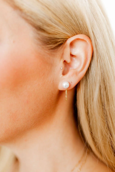 Tessa Pearl Stud and Gold Chain Earring