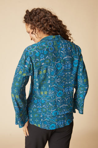 Habitat Rayon Crepe Garden Ruched Collarshirt