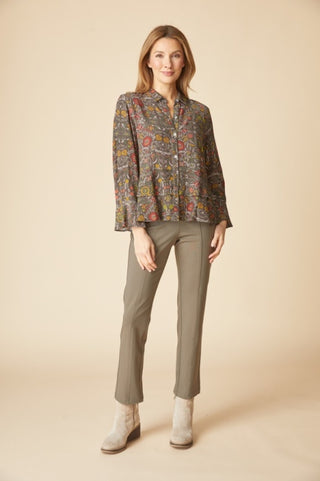 Habitat Rayon Crepe Garden Ruched Collarshirt