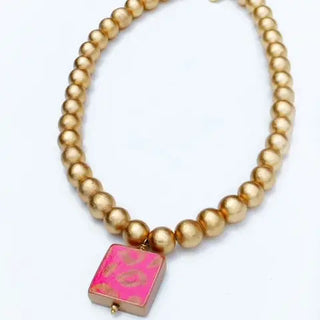 Animal Print Matte Gold Necklace