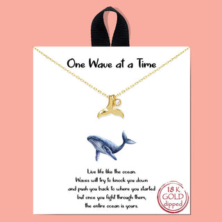 Dainty Chain Link Necklace Featuring Wale Tail Pendant With Cubic Zirconia Detail