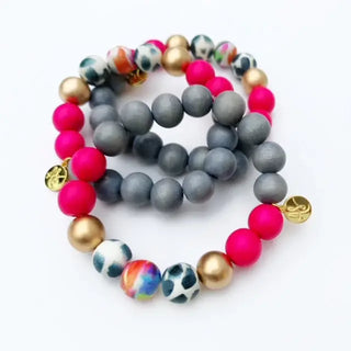 Abstract Fuschia Stacking Bracelet
