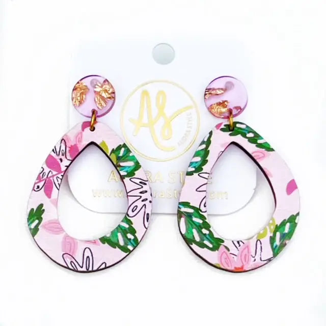 Pink Floral Statement Earrings