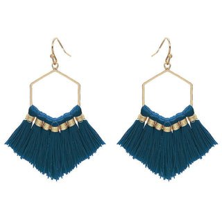 Fringe Tassel Hexagon Earrings