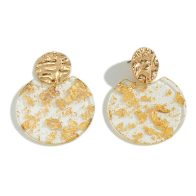 Resin Drop Earrings Featuring Gold Flakes