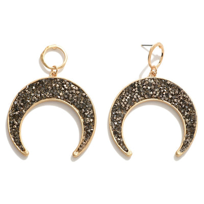 Rhinestone Crescent Moon Drop Earrings