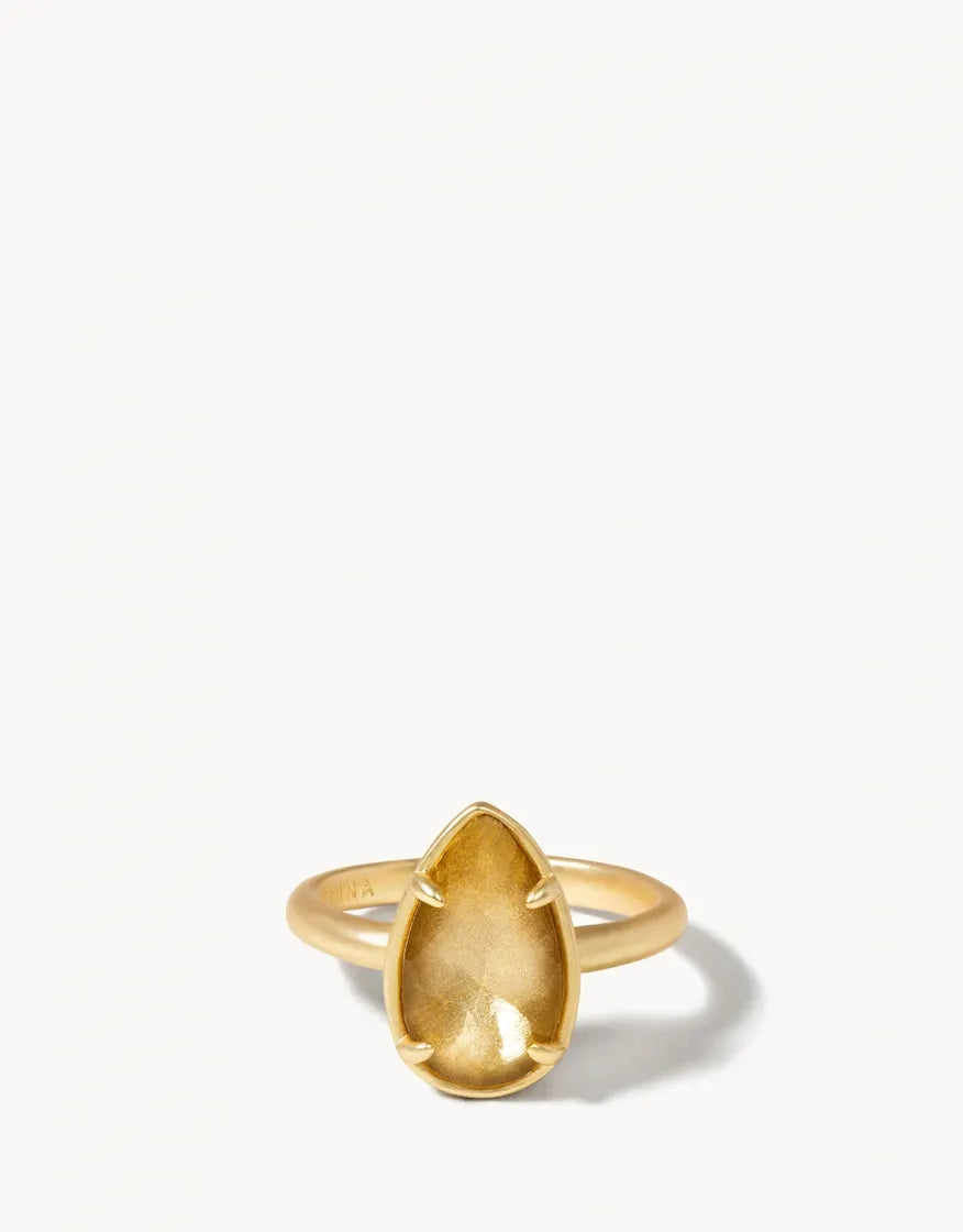 Mermaid Glass Dewdrop Ring Gilded Gold