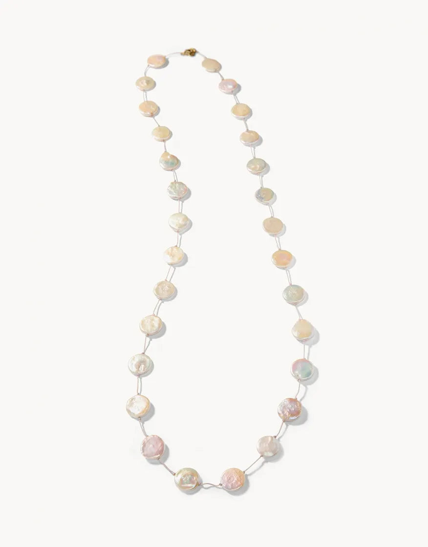 Coin Pearl Layering Necklace 36” Pearl