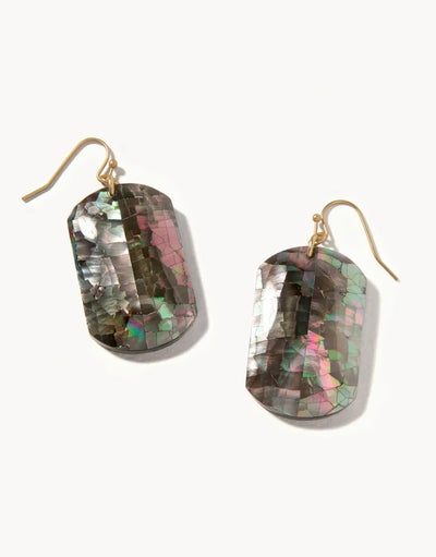 Crushed Pearl Earrings Rectangle Iced Grey
