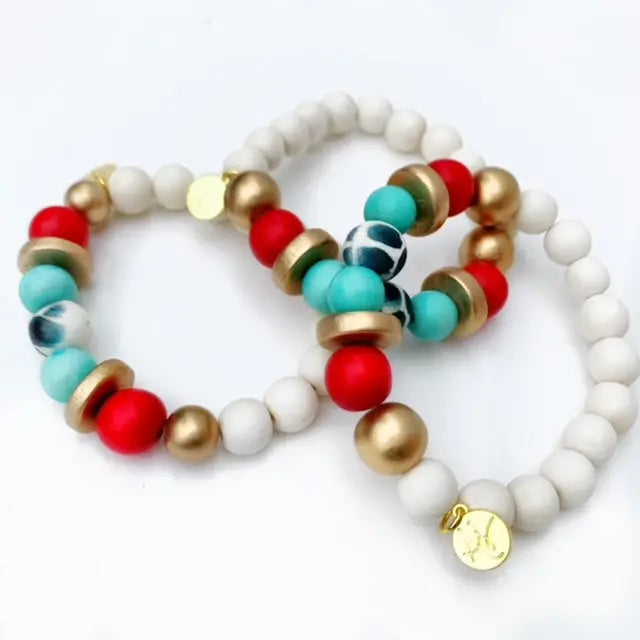 Red & Aqua Stacking Bracelet