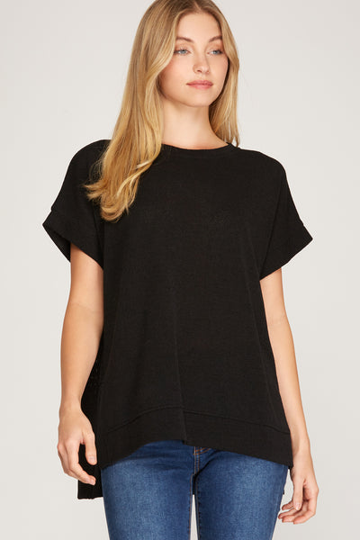 DROP SHOULDER LOW GAGE KNIT TUNIC TOP