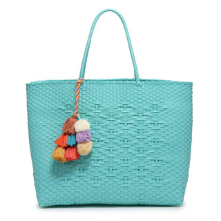 Allie XL Handwoven Tote w/ Pom-Poms