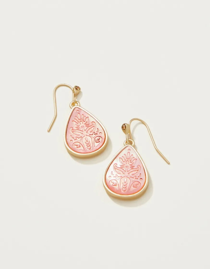 Willa Carved Earrings Pink Mother-of-Pearl
