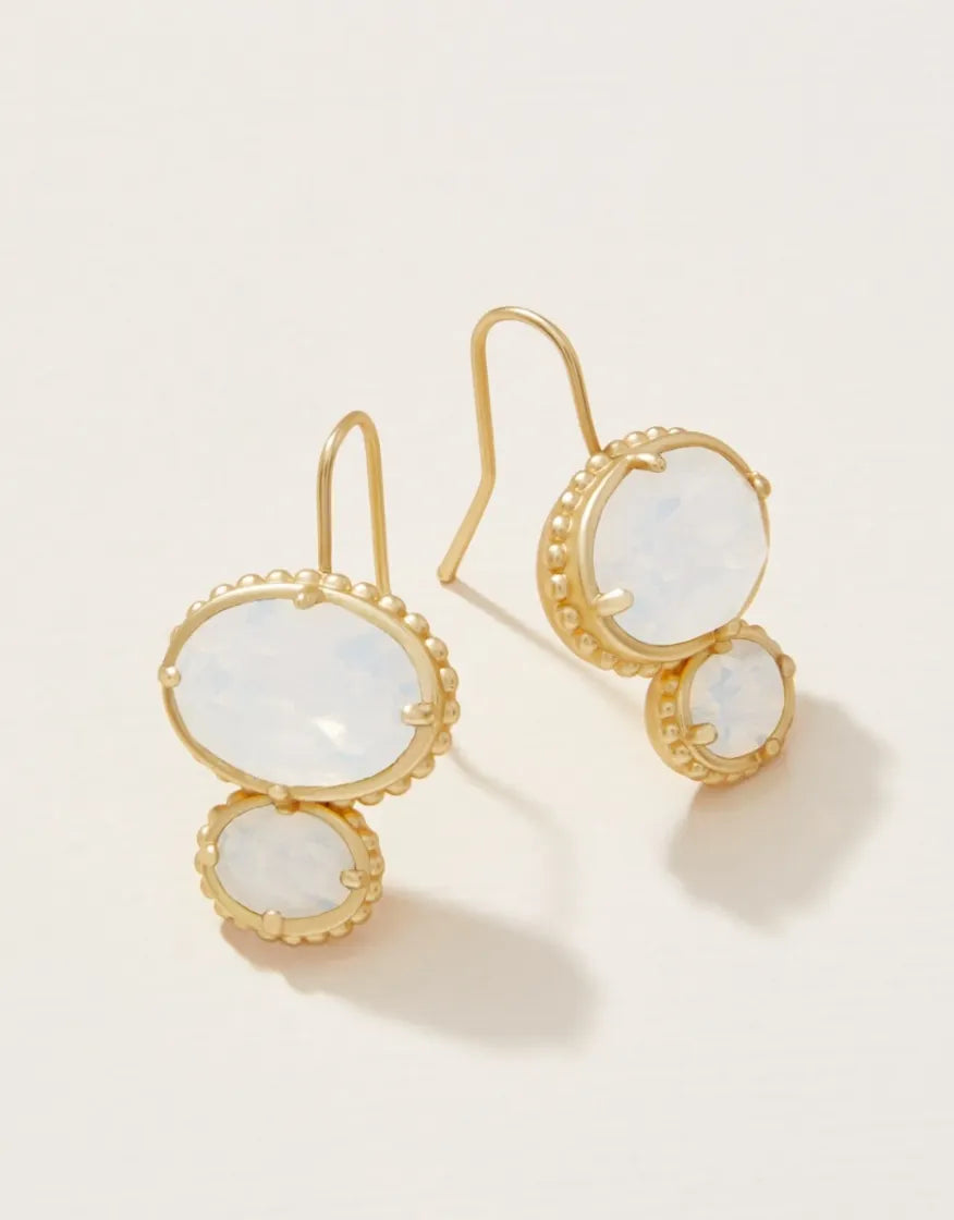 Cristal Dual Oval Earrings White Opal