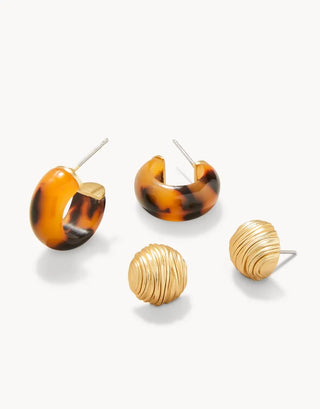 Harbor Resin Earring Set Tortoise (2 pairs)