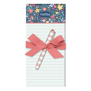 NAVY WILDFLOWER NOTES MAGNETIC LIST PAD WITH PEN
