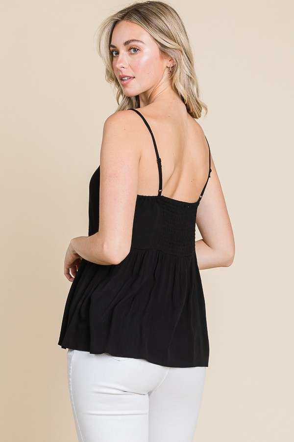 Empire Line Ruching Flare Cami Top