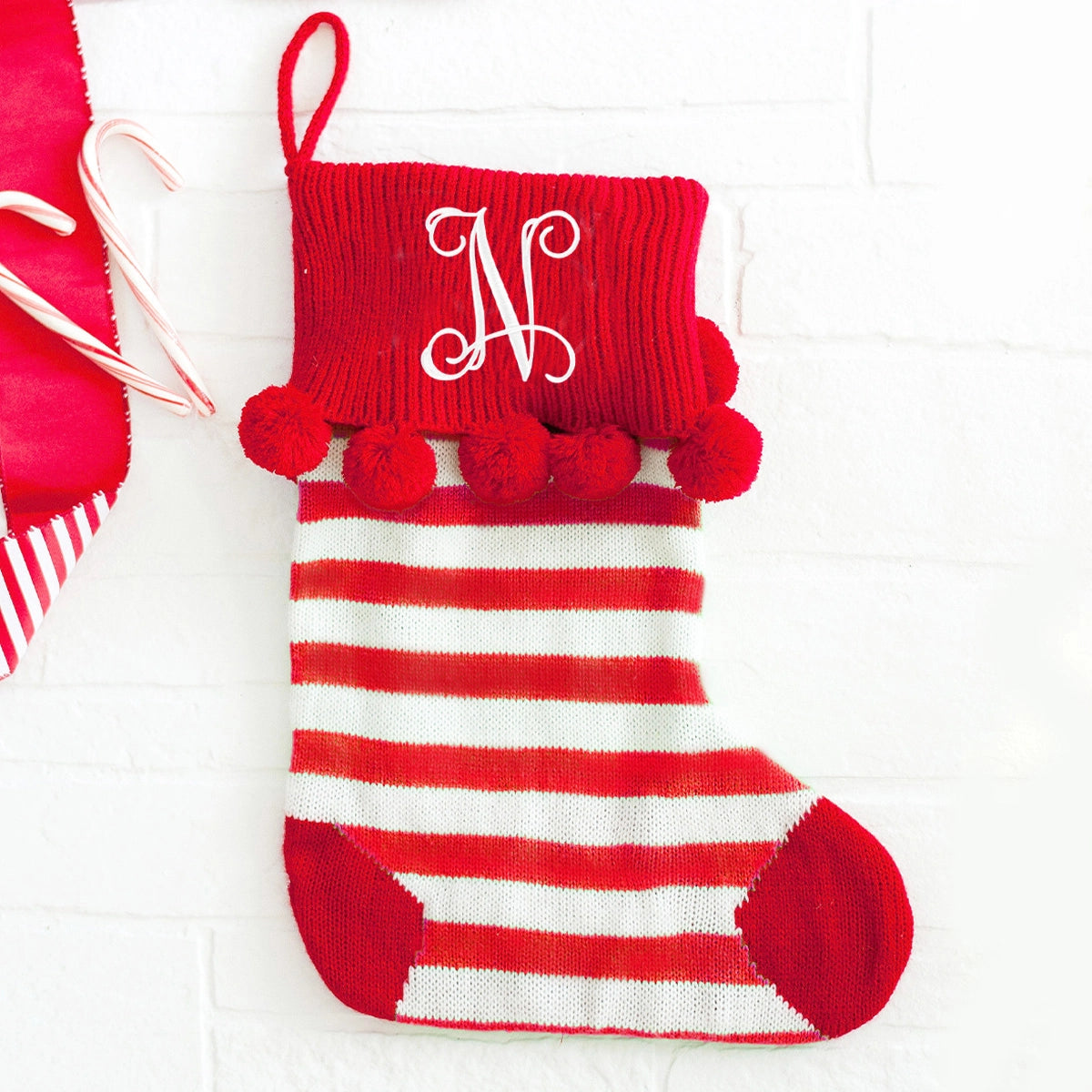 Pom-Pom Knit Christmas Stocking