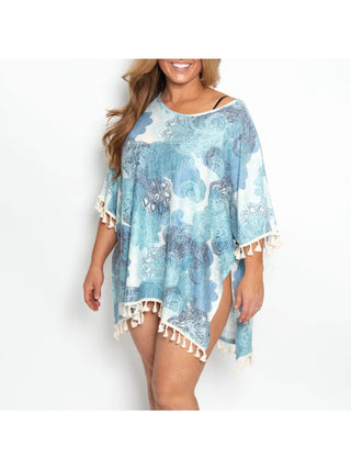 Elsie Blue Paisley Fringe Beach Coverup