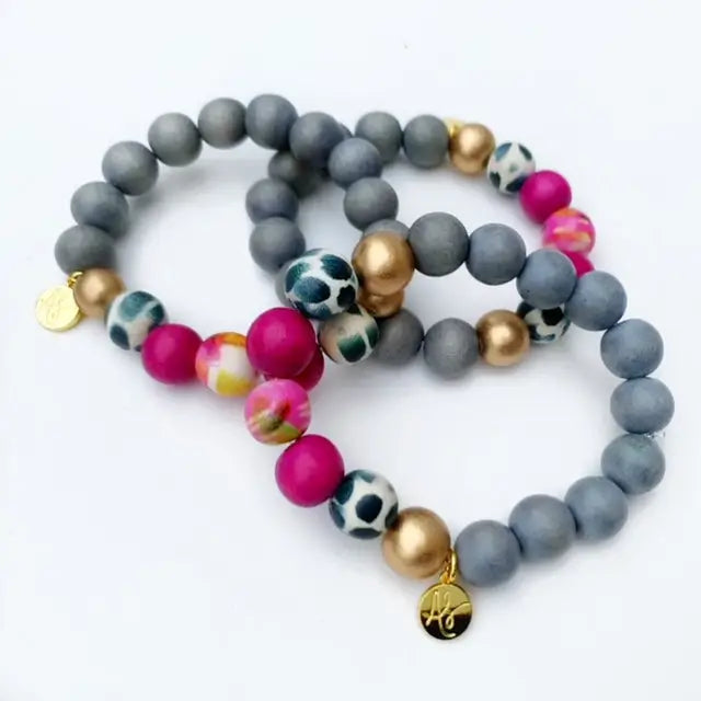 Abstract Grey Stacking Bracelet