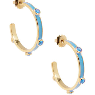 Zenzii Enamel Hoop Earring with Crystals