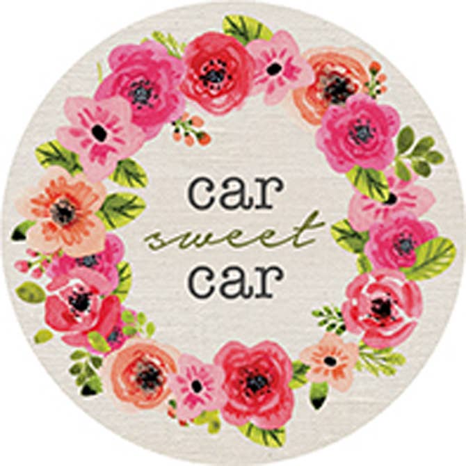 "Car Sweet Car" Round Car Coaster