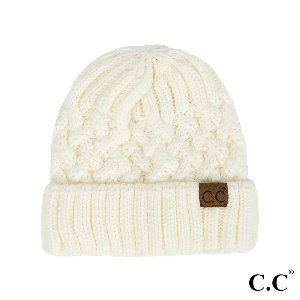 CC Lattice Pattern Beanie Hat