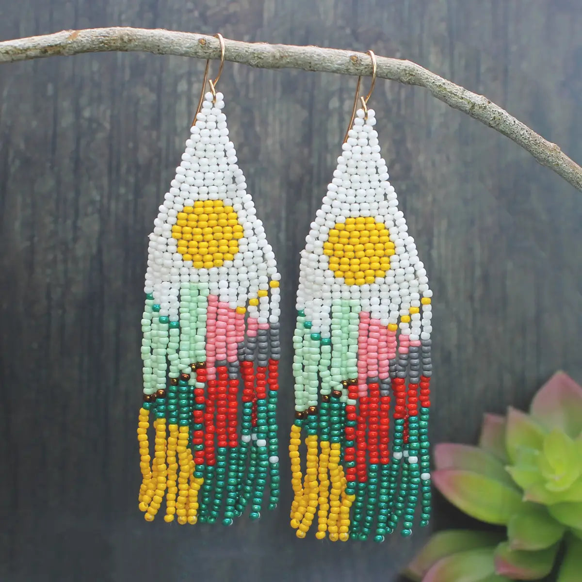 Abstract Afternoon Beaded Fringe Earrings