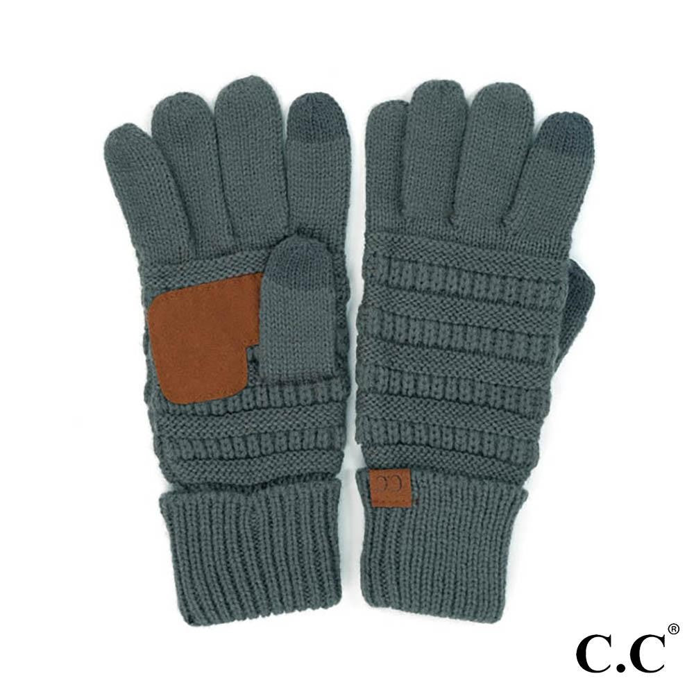 CC Solid Ribbed Smart Touch Gloves