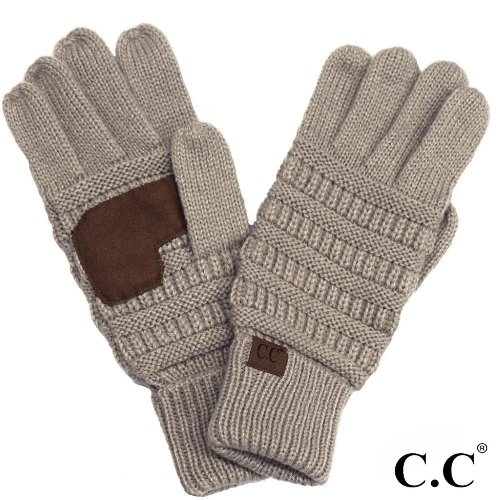 CC Solid Ribbed Smart Touch Gloves