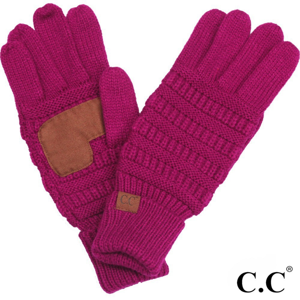 CC Solid Ribbed Smart Touch Gloves