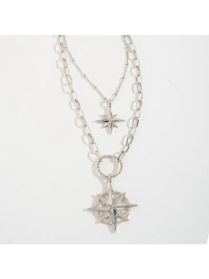 Luna Layered Compass Pendant Necklace