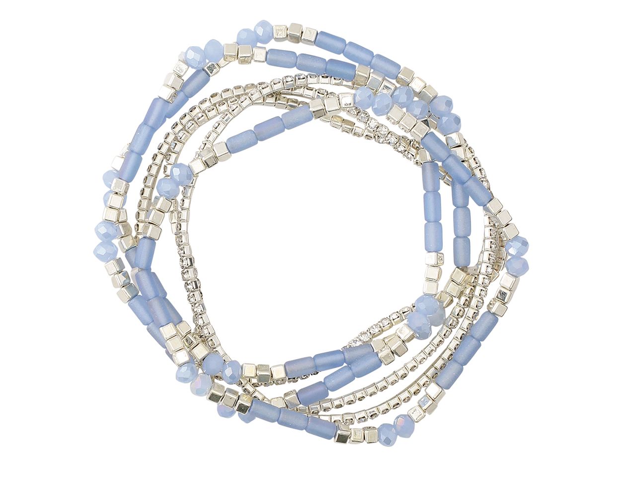 Periwinkle Blue Beaded 6 Strand Bracelet