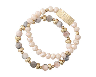 Periwinkle Gold Pink Beaded Bracelet