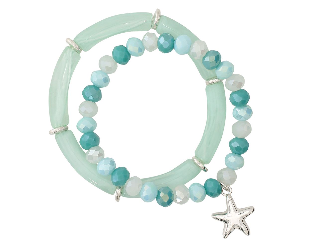 Periwinkle Mint Aqua Bamboo Bracelet