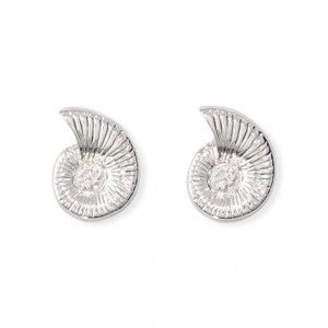 Periwinkle Silver nautilus post earrings