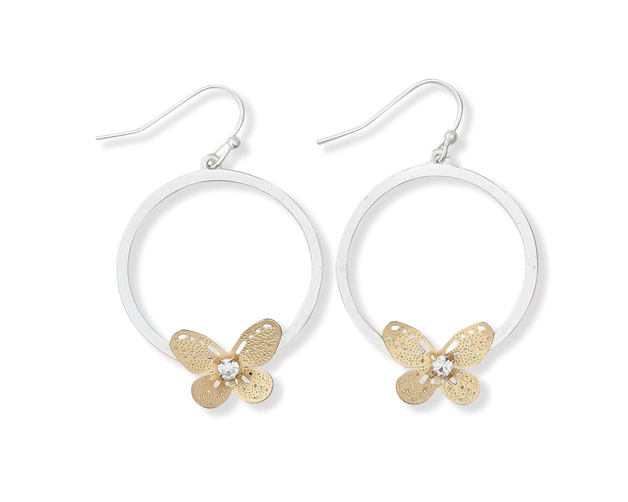 Periwinkle Silver Gold Butterfly Earrings