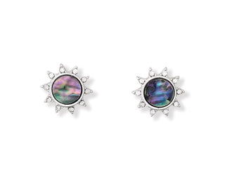 Periwinkle Silver Abalone Sun Earrings
