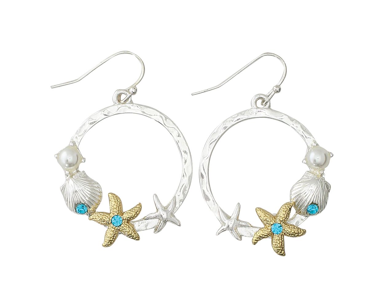 Periwinkle Starfish Seashell Gem Earring