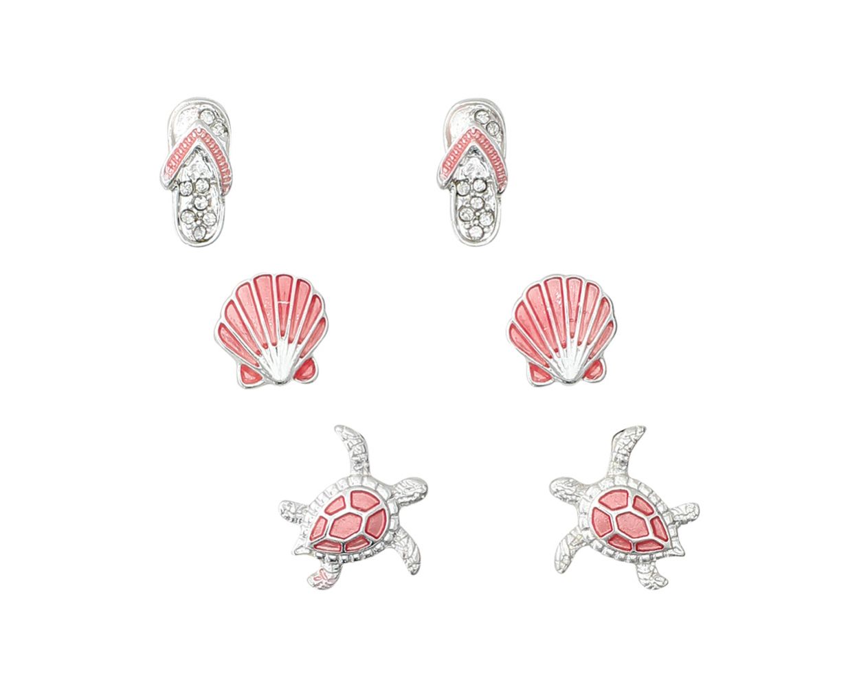 Pink Stud Set Periwinkle Earrings