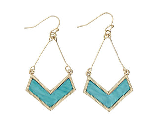 Gold & Teal Periwinkle Earrings