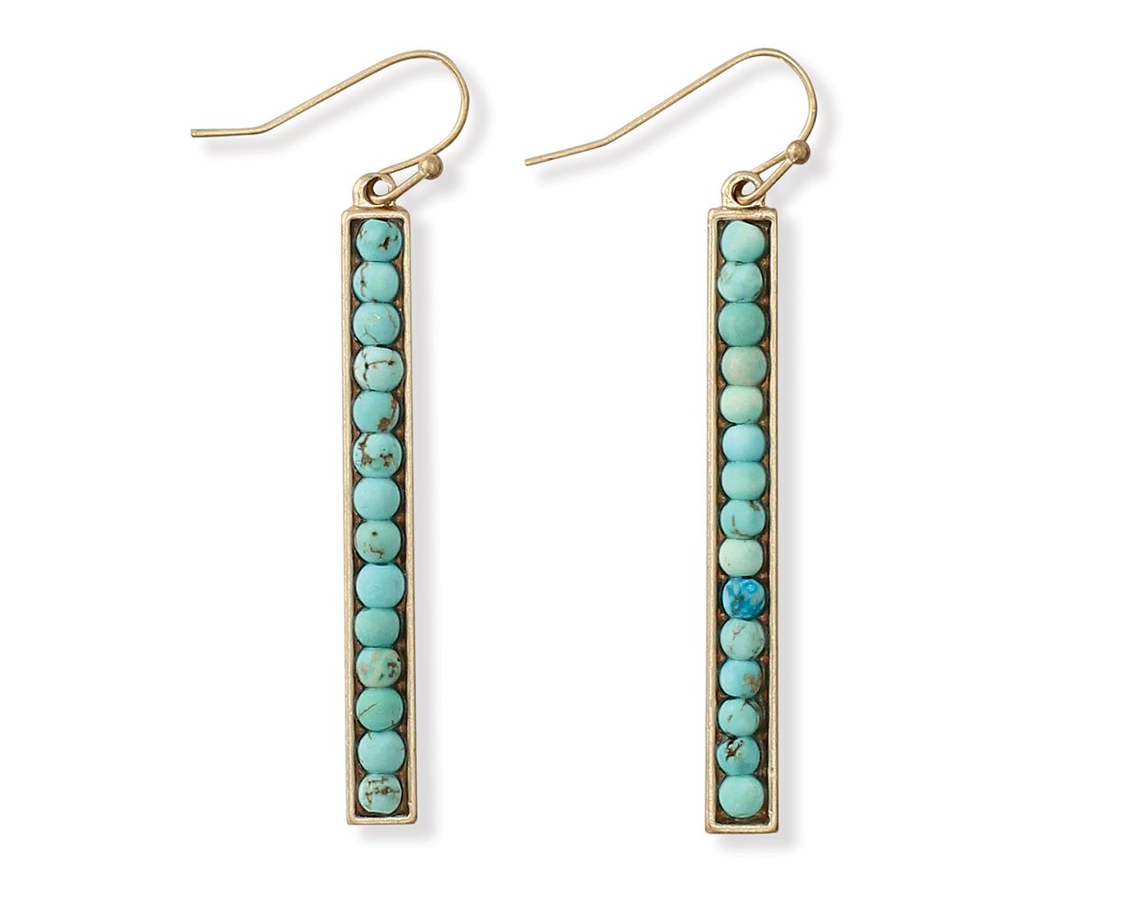 Turquoise Bead Periwinkle Earrings