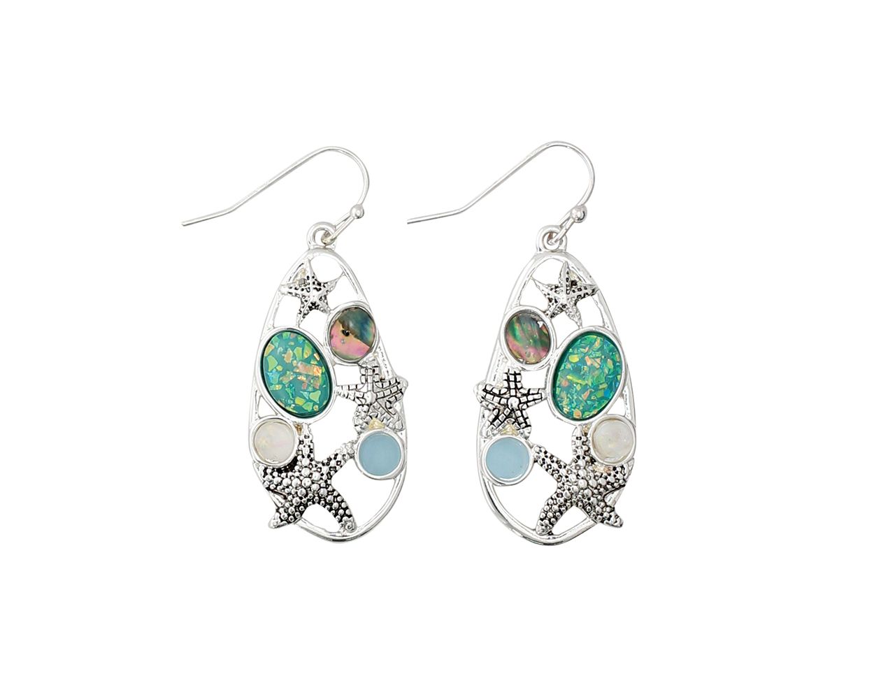 Periwinkle Silver Starfish & Glitter Resin Earring
