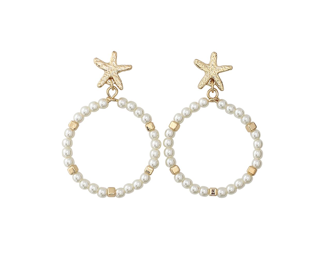 Periwinkle Gold Pearl Starfish Hoops