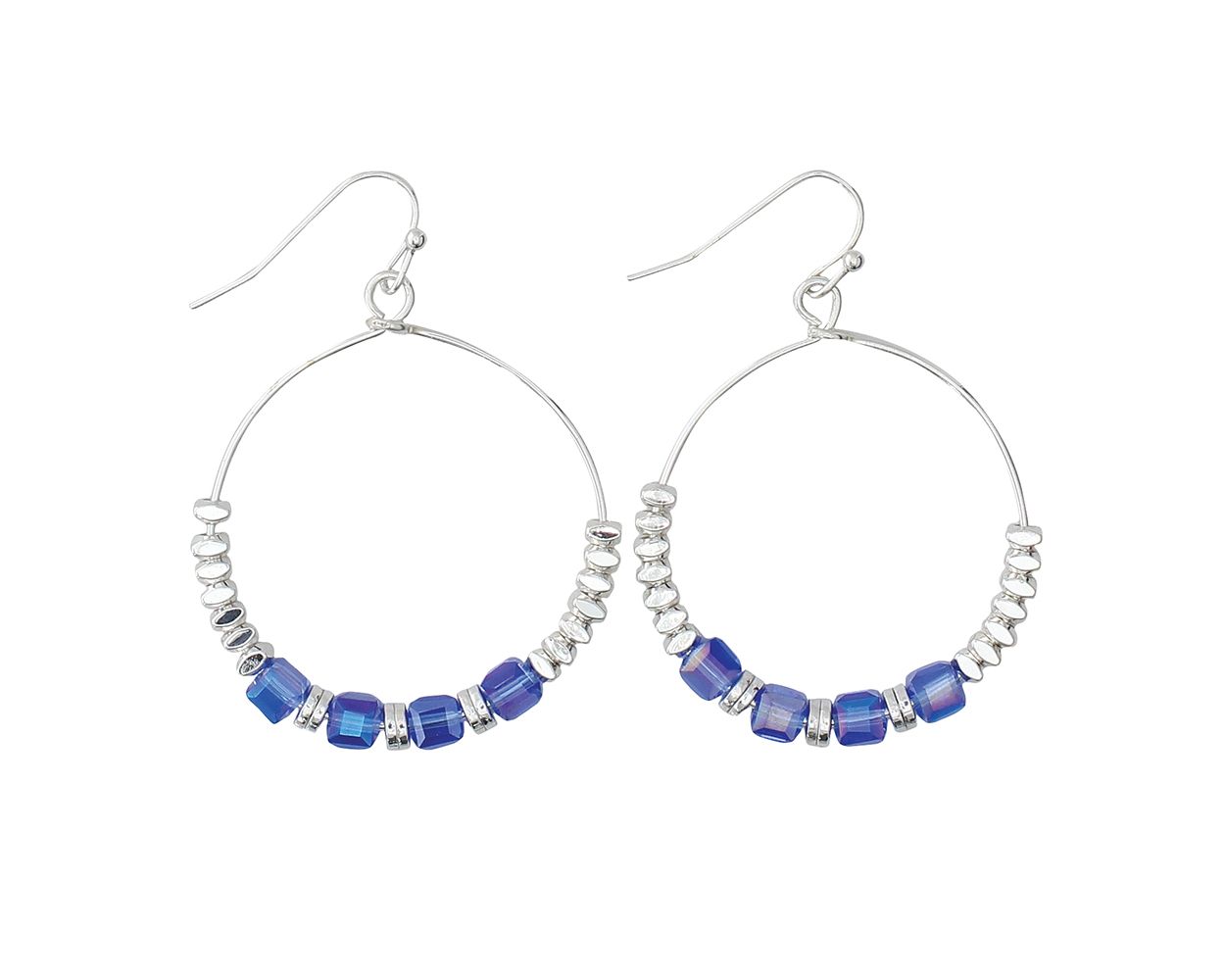 Periwinkle Silver Blue Beaded Earring