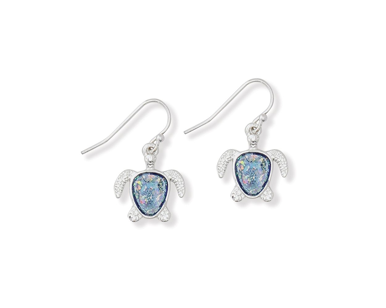 Periwinkle Small Blue Glitter Turtle Earrings