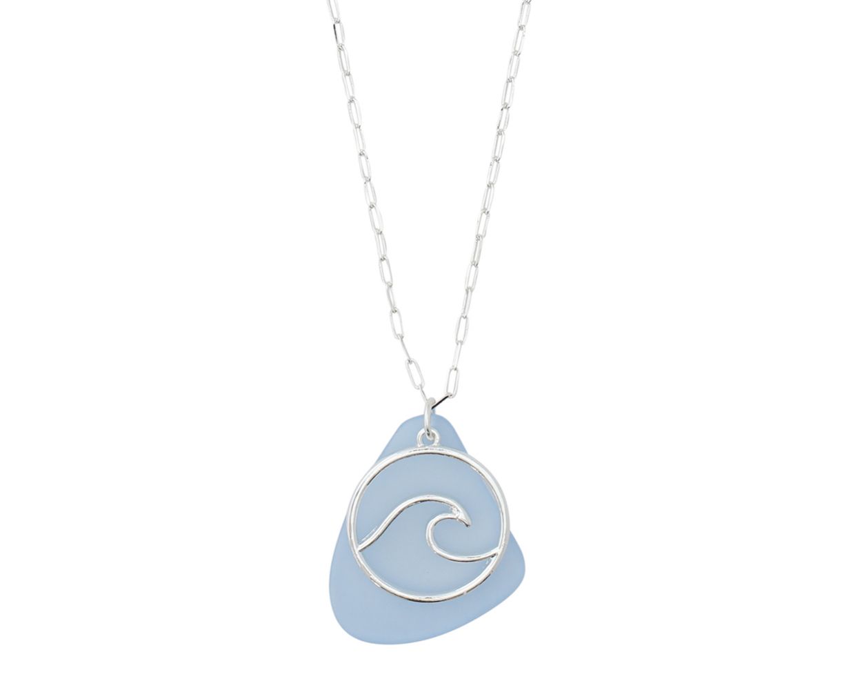 Periwinkle Blue Seaglass Wave Necklace