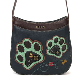 Chala Crescent Crossbody Paw Print Navy